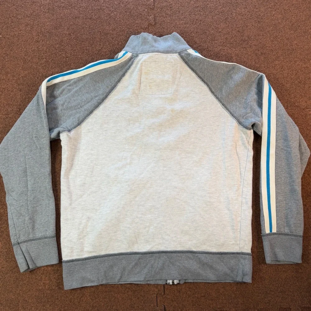 Aeropostale Mens Grey Full Zip Track Jacket Aero 2 New York Stripe Sleeve Large